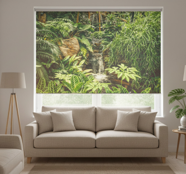 Cortina roller living comedor bosque tropical hermoso - TenVinilo