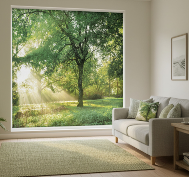 Cortina roller living comedor bosque verde natural - TenVinilo