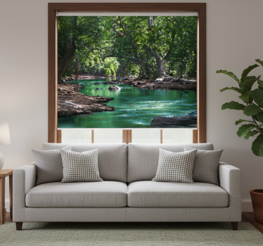 Cortina roller living comedor bosque y río - TenVinilo