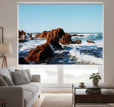 Cortina roller living comedor cabo polonio con rocas - TenVinilo