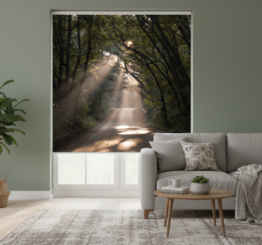 Cortina roller living comedor camino de tierra en el bosque - TenVinilo
