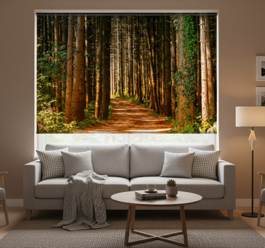 Cortina roller living comedor camino forestal 3d - TenVinilo