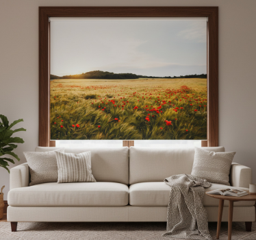 Cortina roller living comedor campo lunar al atardecer - TenVinilo