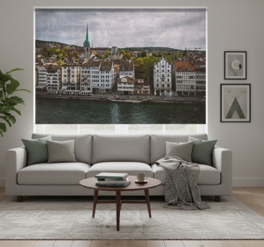 Cortina roller living comedor casas de zürich junto al lago - TenVinilo