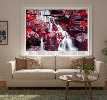 Cortina roller living comedor cascada naturaleza primavera - TenVinilo