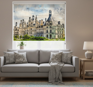 Cortina roller living comedor castillo francés - TenVinilo
