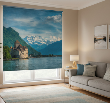 Cortina roller living comedor castillo junto al lago - TenVinilo