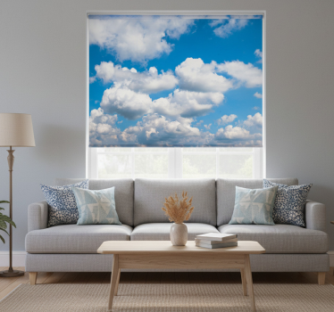 Cortina roller living comedor cielo azul hermoso - TenVinilo