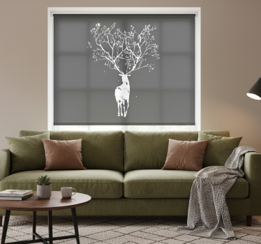 Cortina roller living comedor ciervo en árbol - TenVinilo