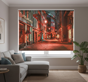 Cortina roller living comedor ciudad solitaria nocturna - TenVinilo