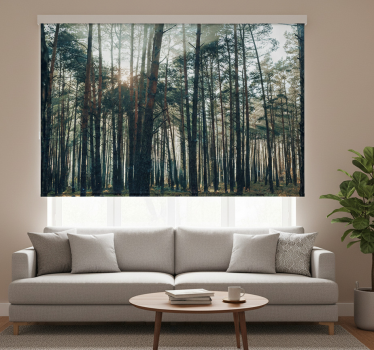 Cortina roller living comedor diseño bosque de pinos - TenVinilo