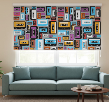 Cortina roller living comedor diseño cassette retro 80s - TenVinilo