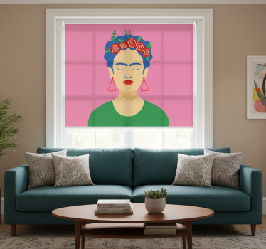 Cortina roller living comedor diseño pop art frida kahlo - TenVinilo