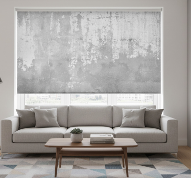 Cortina roller living comedor efecto hormigón - TenVinilo