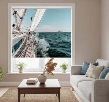 Cortina roller living comedor efecto yate 3d - TenVinilo