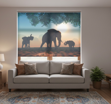 Cortina roller living comedor elefante salvaje - TenVinilo