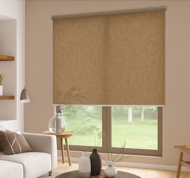 Cortina roller living comedor elegante diseño beige oscuro - TenVinilo