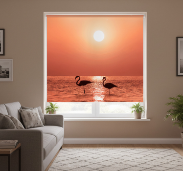 Cortina roller living comedor flamenco bonito atardecer - TenVinilo