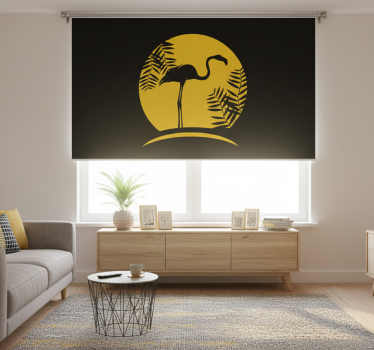 Cortina roller living comedor flamenco negro con luna - TenVinilo