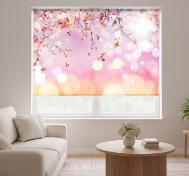 Cortina roller living comedor flor de cerezo 3d - TenVinilo