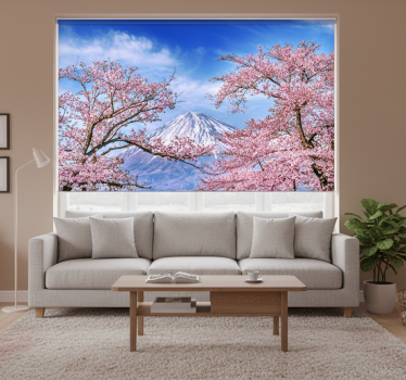 Cortina roller living comedor flor de cerezo montañés - TenVinilo