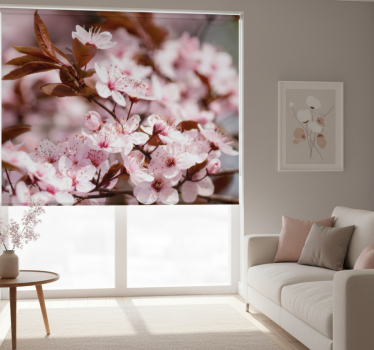 Cortina roller living comedor flores de cerezo - TenVinilo