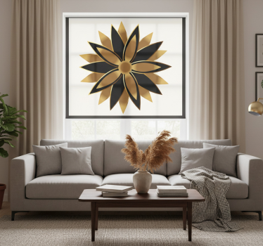 Cortina roller living comedor flores doradas - TenVinilo