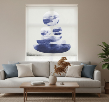 Cortina roller living comedor forma azul - TenVinilo