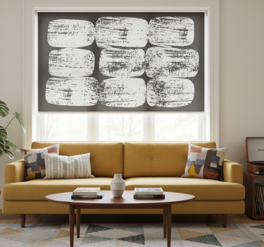 Cortina roller living comedor formas geométricas retro - TenVinilo