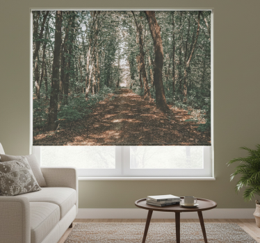 Cortina roller living comedor foto bosque verde y marrón - TenVinilo
