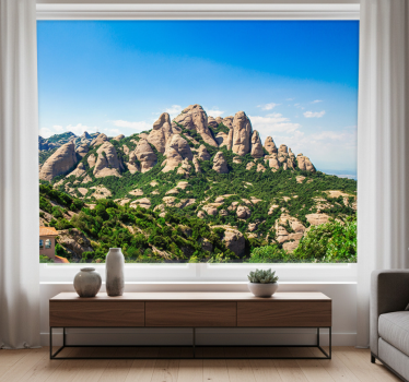 Cortina roller living comedor fotomural montaña montserrat - TenVinilo