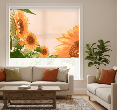 Cortina roller living comedor girasoles pintados - TenVinilo