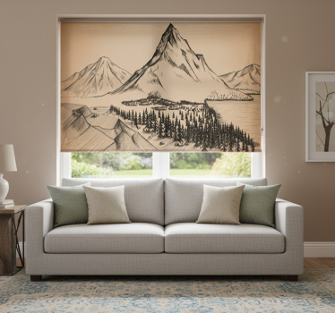 Cortina roller living comedor grabado de bosque - TenVinilo