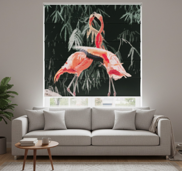 Cortina roller living comedor hermosa imagen de flamencos - TenVinilo