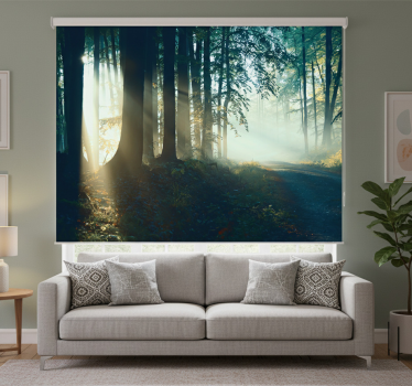 Cortina roller living comedor hermoso bosque invernal - TenVinilo