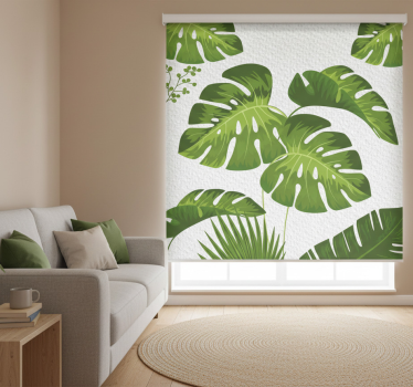 Cortina roller living comedor hoja monstera - TenVinilo