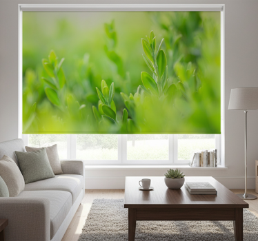Cortina roller living comedor hojas verdes primavera - TenVinilo