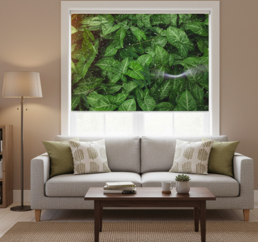 Cortina roller living comedor hojas verdes soleadas - TenVinilo