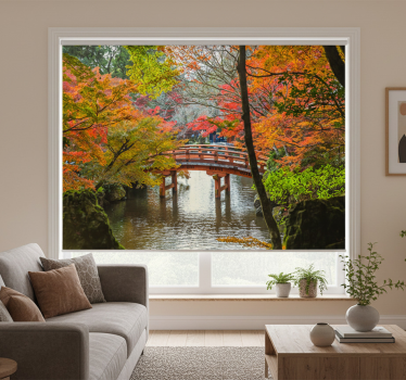 Cortina roller living comedor jardín japonés bosque - TenVinilo