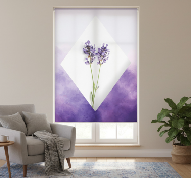 Cortina roller living comedor lavanda collage acuarela - TenVinilo