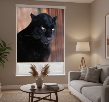 Cortina roller living comedor leopardo acechando - TenVinilo