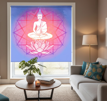 Cortina roller living comedor mandala buda meditando - TenVinilo