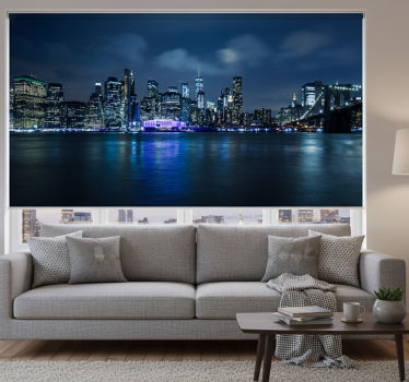 Cortina roller living comedor manhattan azul de noche - TenVinilo
