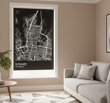 Cortina roller living comedor mapa de sídney - TenVinilo