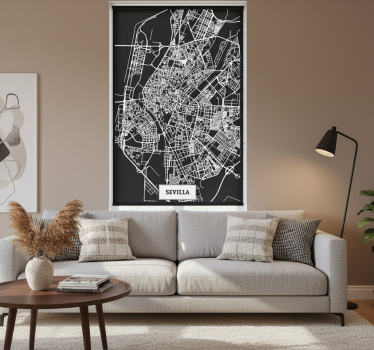 Cortina roller living comedor mapa topográfico sevilla - TenVinilo