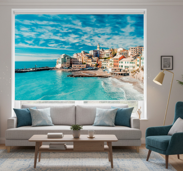 Cortina roller living comedor mar de santorini - TenVinilo