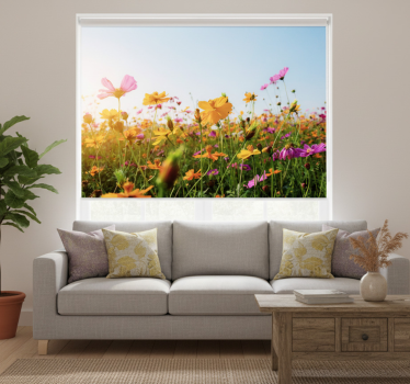 Cortina roller living comedor mezcla de flores - TenVinilo