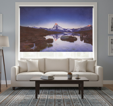 Cortina roller living comedor montaña nevada reflejada - TenVinilo