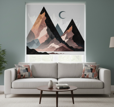 Cortina roller living comedor montañas geométricas nórdicas - TenVinilo