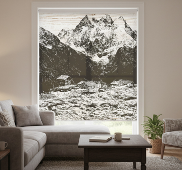 Cortina roller living comedor montañas suizas - TenVinilo